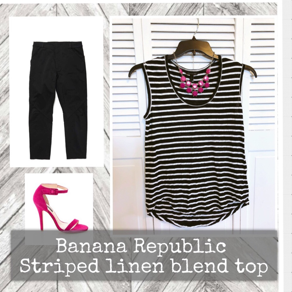 Striped Banana Republic Linen blend top